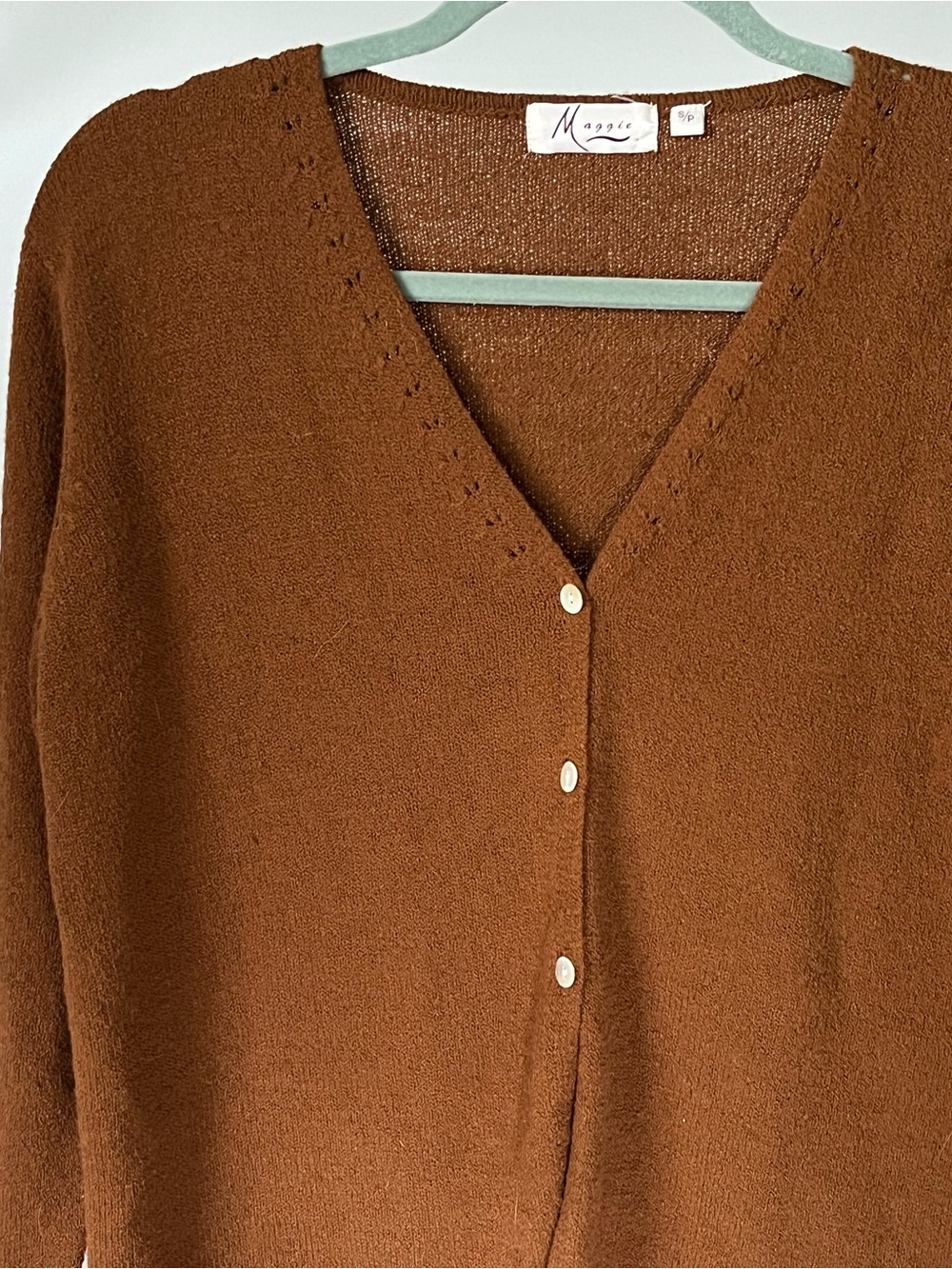 Maggie Brown V-Neck Oversized Cardigan Size Small